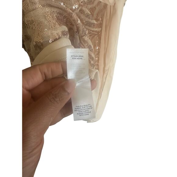 Lulus Women's M Champagne Sequin Asymmetrical Cami  Elegant Party Dress - Picture 11 of 14